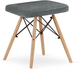 Valora PEKO Hocker, grauer Stoffbezug, Beine aus Buchenholz, 1 Stück
