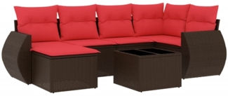 vidaXL 7-teiliges Gartensofa-Set mit Kissen, braun, Polyrattan 3221673
