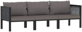 vidaXL 3-Sitzer-Sofa mit Auflage Anthrazit Poly Rattan 49400