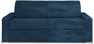 Vente-unique - Schlafsofa mit Matratze 4-Sitzer - Liegefläche Lattenrost mit breiten Latten 160 cm - Matratze 14 cm - Cord - Blau - CALITO