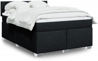 vidaXL Boxspringbett mit Matratze Schwarz 140x200 cm Stoff 3285906