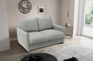 DOMO. collection Sofa 700023, 2 Sitzer, Schlaffunktion, Federkern, Füße mit Filzgleitern, 2er Couch, Schlafsofa, Polstergarnitur, 165 x 100 x 95 (BxTxH), grau