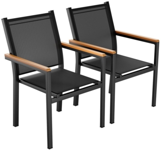 TLGREEN Stapelstuhl,(2/4er Set)Aluminium Outdoor-Gartenstuhl,Maximale Belastung 150kg, (WPC Handlauf,Balkonstühle, 2 St), für Terrasse, Balkon, Terrasse, Pool, Restaurants