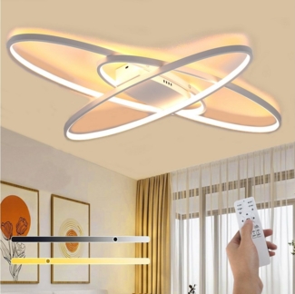 oyajia Deckenleuchten Oval LED Deckenlampe 85cm, Dimmbar mit Fernbedienung für Wohnzimmer, LED fest integriert, Warmweiß, Naturweiß, Kaltweiß, 3 Flammig 40W Deckenleuchte Schlafzimmer Esszimmer Hotel Dekoration