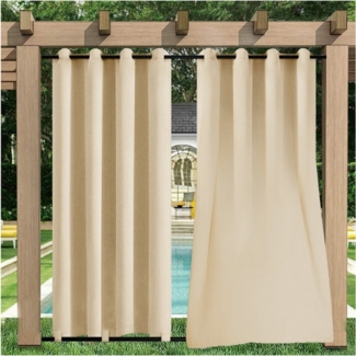 Sunicol Gardine Outdoor Vorhang,Wasserdicht,Oben Unten mit Ösen,für Veranda Rasen, (2 St), abdunkelnd, Winddicht,UVschut
