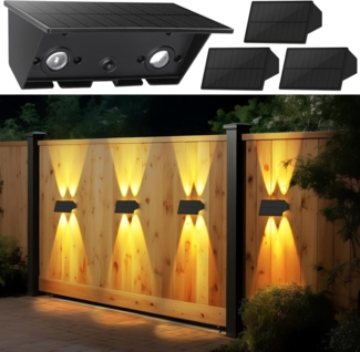 ZMH Außen-Wandleuchte 1/2/4ER Wandleuchte Solar für Außen 3000K Up and Down Wandlampe, LED fest integriert, 3000K Warmweiß, Warmweiß Solarwandleuchte Up and Down Solarleuchte