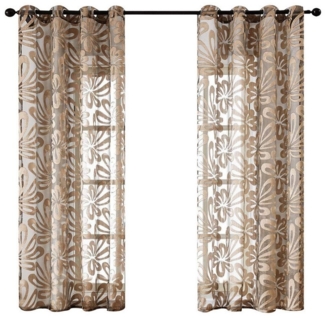 BYSURE Gardine, Ösen (2 St), halbtransparent, Vorhang Blumenmuster