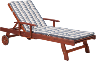 Gartenliege mit Kissen Holz Dunkelblau TOSCANA