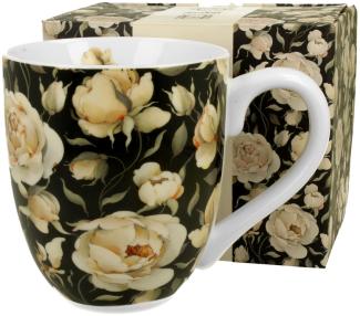 DUO FLORAL XXL Becher 1000 ml ENGLISH ROSES BLACK New Bone China Porzellan