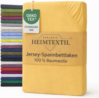 EXKLUSIV HEIMTEXTIL Marke Jersey Spannbettlaken 60 x 120 cm Gelb 100% Baumwolle Öko - Tex Zertifiziert Bed-Sheet Bettlaken Spannbetttuch Topper Leinentuch