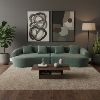 skølm 'Loki' Sofa 2-tlg, 4er Sitz mit 4 Kissen, dunkelgrün