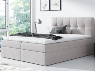 Beautysofa Boxspringbett Kontinentales Bett mit Matratze und Behälter inklusive Cori (mit Matratze und Topper), Doppelbett, Polsterbett mit zwei Bettkästen