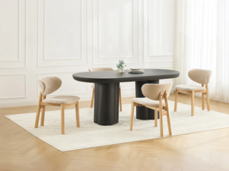 Vente-unique - 2er-Set Stühle - Stoff & Gummiholz - Beige - FALDRA