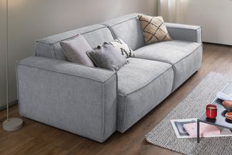 KAWOLA Sofa SAMU 2-Sitzer Chenille-Stoff hellgrau 72 x 106 x 236 cm