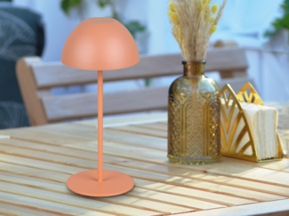 Akku LED Tischleuchte ORTIZ kabellos für Innen & Außen, Apricot - 20cm klein