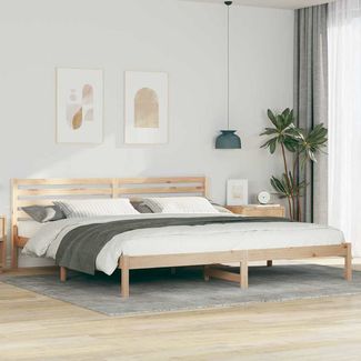 vidaXL Bettrahmen mit Kopfteil Braun 200 x 210 cm Massives Kiefernholz 872320