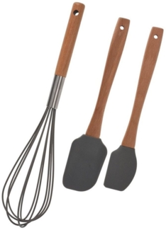 Neuetischkultur Kochbesteck-Set Kochbesteck-Set 3-teilig Holz/Silikon (Stück, 3-tlg, 1 Schneebesen, 2 Teigwender), Schneebesen Pfannenwender