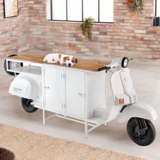 Retro-Bar Tresen Theke SCOOTER 250cm weiss Konsole