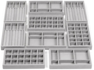 Belle Vous Schmuckständer Grauer Samt Schmuck-Organizer - 9-teiliges Set (9 St)