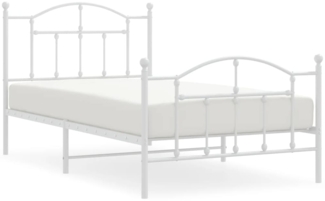 vidaXL Bettgestell mit Kopf- und Fußteil Metall Weiß 100x190 cm 353500