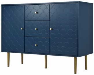 Merax Sideboard mit 2 Türen und 3 Schubladen, Beistelltisch mit verstellbaren Ablagen, Kommode aus Holz, Metallbeine, B:120cm