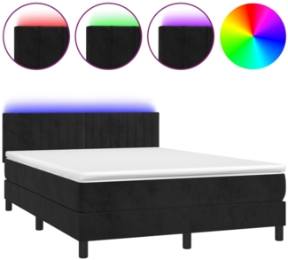 vidaXL Boxspringbett mit Matratze & LED Schwarz 140x200 cm Samt 3134527