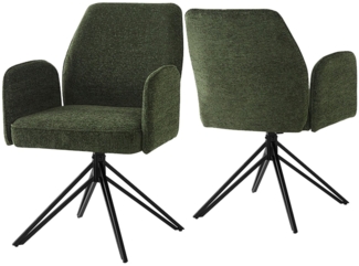 SeedWave Esszimmerstuhl Drehstuhl 2er Set, 44 cm hoher Rückenlehne, Pyramidbeinen, ergonomischem Komfort, höhenverstellbaren Fußpolstern