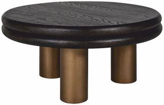 Casa Padrino Luxus Couchtisch Schwarz / Bronze 80 cm - Luxus Wohnzimmer Möbel
