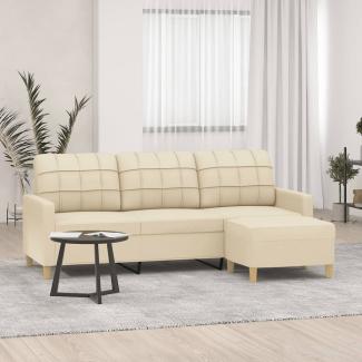 vidaXL 3-Sitzer-Sofa mit Hocker Creme 180 cm Stoff 3201003