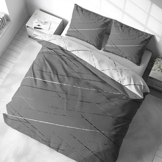 Visaggio Bettwäsche Hochwertige Polycotton Bettbezug in 6 Größen, Renforcé, 3 teilig, schlichtes Streifen Design mit Wendeseite, Beige, Grau und Grün