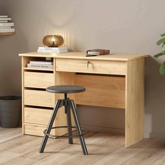 Dmora - Schreibtisch Eliane, Mehrzweckschreibtisch, Bürotisch für PC, Eckschreibtisch, 109x49 h76 cm, Eiche