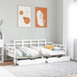 vidaXL Tagesbett mit Schubladen Weiß 90x190 cm Kiefernholz 3302125