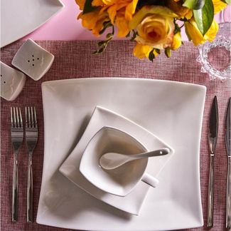 Karaca Frühstücksteller Forever Bone Perfect White Frühstücksteller für 6, 32tlg Frühstücksset