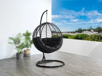 Vente-unique - BONTOC Gartenmöbel zum Entspannen Harz Schwarz - B 105 cm x H 197 cm x L 112 cm