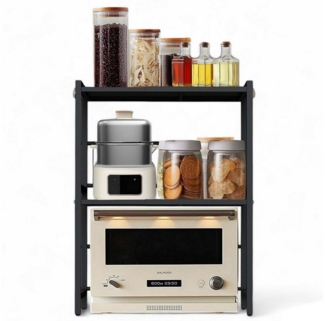 DanDiBo Verstellbares Küchenregal für Arbeitsplatte Schwarz Stehend 3 Stufig 40-64 cm Regal Küche 96614 Standregal