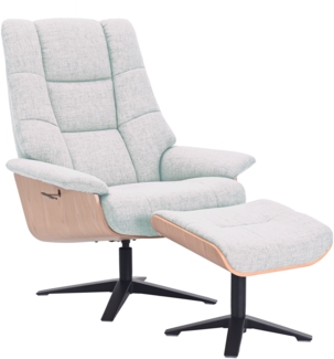 MINATO Loungesessel inkl. Hocker - white smoke / Eiche hell