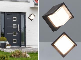 Reality Leuchten Außen-Wandleuchte, LED fest integriert, Warmweiß, 2er-Set Fassadenbeleuchtung Haus-wand beleuchten, 15 x 15cm, IP 54