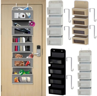PRIISF Hängeaufbewahrung Hängeorganizer Tür Organizer Schrank Hängende Lagerung Wandtasche klar (Anti-Tilt faltbar und platzsparend Aufbewahrung mit Metallhaken, Hängeregal Aufhängetasche Aufbewahrungskorb), für Bad, Schlafzimmer, Küche, Wohnheim, Camp...