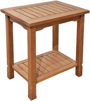 Gartentisch SPLIT - Eukalyptus, Natur, 50 x 35 x 50 cm | Garten Beistelltisch Wetterfest Outdoor Tisch