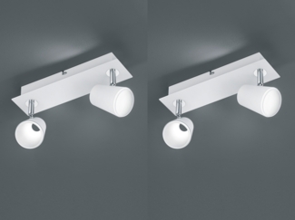 2er SET LED Wandstrahler Weiß 2-flammig mit Schalter, Breite 28cm