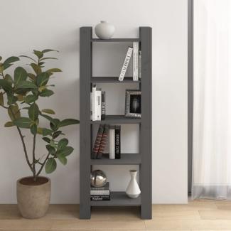 vidaXL Bücherregal/Raumteiler Grau 60x35x160 cm Massivholz 813891