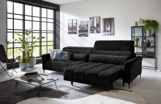 freiraum Big-Sofa Wolve, 2x elektr. Verstellung, 2 Kissen, Cord schwarz - 280 x 108 x 118 cm (BxHxT)