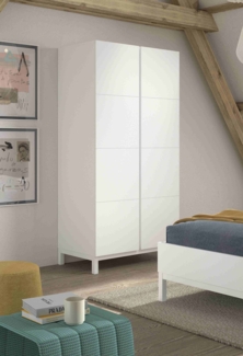 Kleiderschrank Eva 98.5 x 196.2 x 57.8 cm Kiefer MDF Weiß