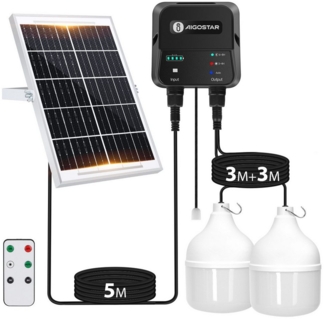 Aigostar LED Solarleuchte Aigostar Solarlampe für Außenbereich 11M Kabel, mit Fernbedienung, Zugschalter, LED fest integriert, Kaltweißes Licht