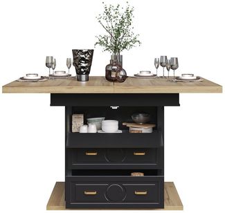 REDOM Esstisch Flexibler Kompakter Küchentisch (Ausziehbarer Esstisch mit Stauraum, Holzmaserung, für Esszimmer, Küche und Balkon, perfekt für 6 Personen, pflegeleicht und stabil, 1-St, 110-140×80 cm)
