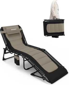 Klappbare Sonnenliege Gartenliege 5-fach verstellbar Campingbett bis 120KG Khaki