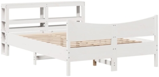 vidaXL Massivholzbett mit Kopfteil Weiß 140x200 cm Kiefer 3306304