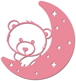 Namofactur LED Nachtlicht Bär auf Mond - Schlaflicht mit Bären Motiv für Kleinkinder, Mit Zugschalter, LED fest integriert, Warmweiß, Wanddekoobjekt Kinderzimmer Leuchte batteriebetrieben