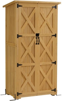 M MCombo Gartenschrank Gartenhaus Holz Wetterfest, 90×55×169cm, 0878D (Natur)