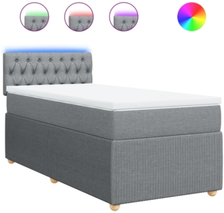 vidaXL Boxspringbett mit Matratze Hellgrau 80x200 cm Stoff 3289590